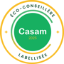 Label officiel éco-conseillère CASAM 2025 – Laurence Legry, 2L Immobilier